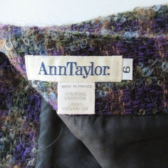 Ann Taylor Vintage Wool Boucle Plaid High Waisted Pencil Skirt - Picture 2 of 10